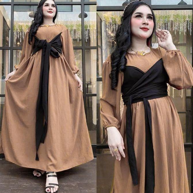 GAMIS LESTY KIMONO TALI DADA CRINKLE AIRFLOW Muslim Panjang