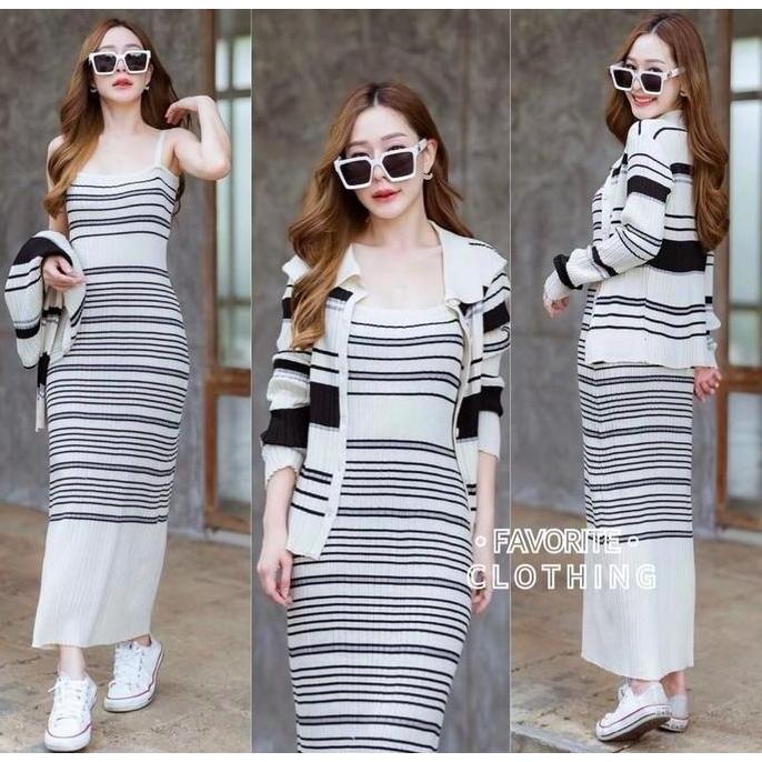 Mbgx- Hcll Dress Jemia + Cardi - Casual Dress - Dress Rajut Wanit Terbaru