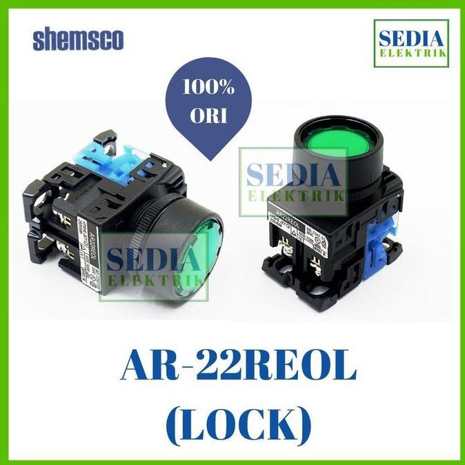 Shemsco Push Button LED Lock Kunci AR22-REOL AR22REOL AR22 REOL 22mm HIGH QUALITY