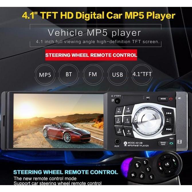 Tape Audio Head Unit Singel Din Layar 4 Led Tip Mobil Bluetooh Mp5 High Quality