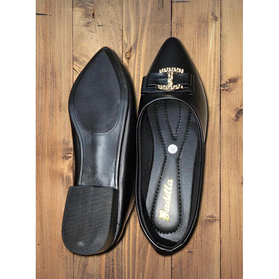 Harga Miring Fadilla - Flatshoes Wanita Sepatu Kerja Pantofel Polos Hitam Pansus Import Ballet Flats
