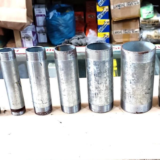 pipa pipe nepel neple konekting besi putih galvanis 4" 4 inch