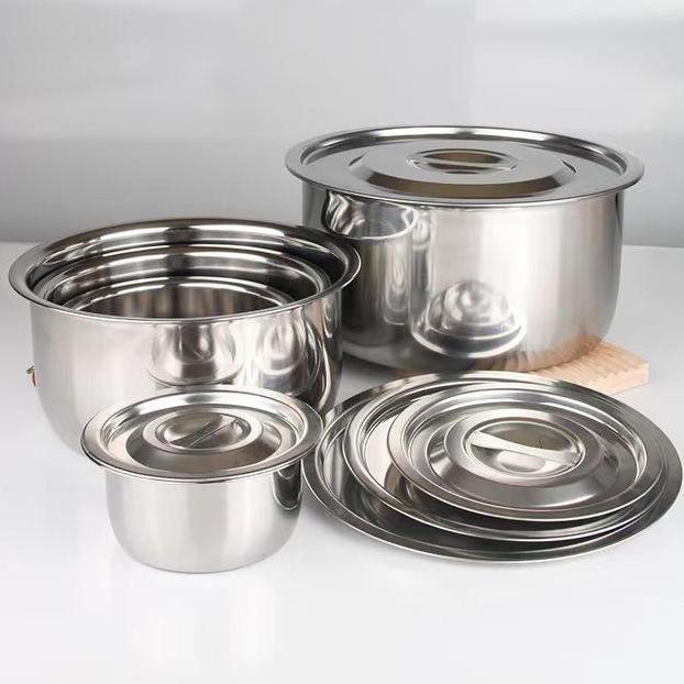 Panci Set Stock Pot Panci Susu Mini Stainless Steel Panci Soup Pot Baskom dengan Tutup Kitchenware A
