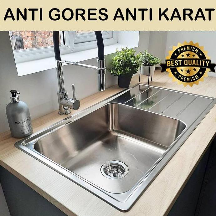 [CUCI GUDANG] / Bak Cuci Piring Wastafel Tempat Cuci Piring Sink Stainless Steel Dapur Tebal Satu Lu