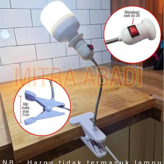 Lightbrum- Clamp Holder Fitting E27 / Holder Lampu E27 Kabel Fleksibel + Switch