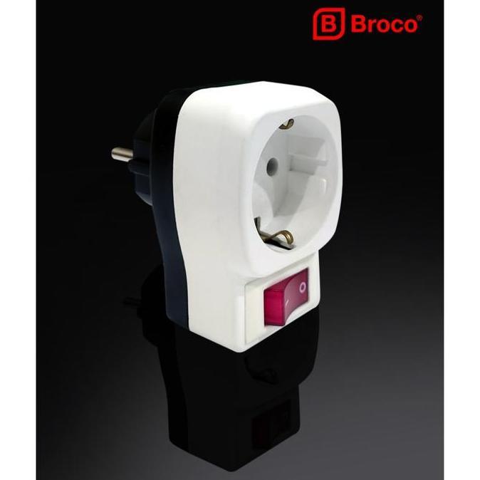 Gercep- Broco Stop Kontak Outbow Stop Kontak Saklar Tusuk Kontak 1 Cabang Dengan Arde, Saklar Dan La