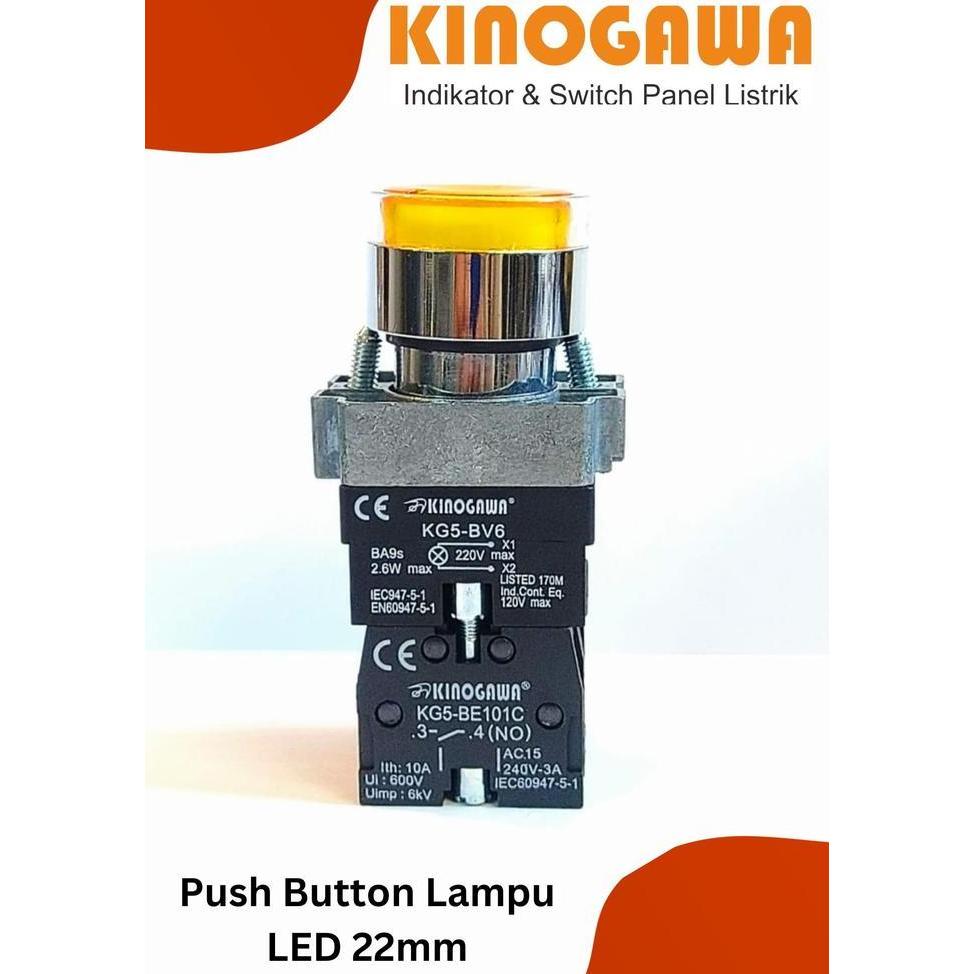 Push Button Lamp 22mm - iluminated push lamp - Yellow TERBARU