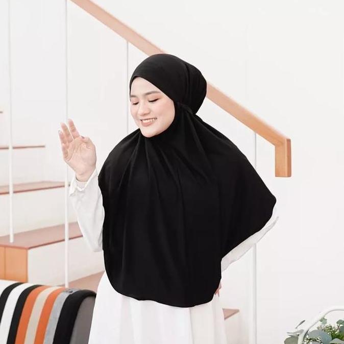 Newfhs- Hijab Bergo Jersey Tali Size LJilbab Instan Tali L Jersey