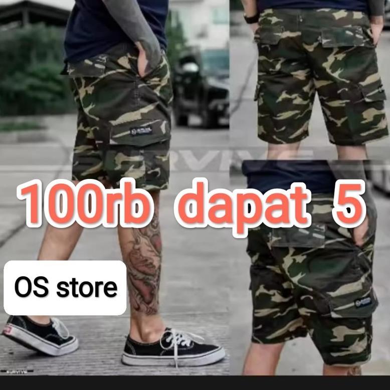 ORIGINAL CELANA PENDEK CARGO PRIA JUMBO DORENG LORENG ARMY MURAH MERIAH CELANA PENDEK CARGO LORENG A