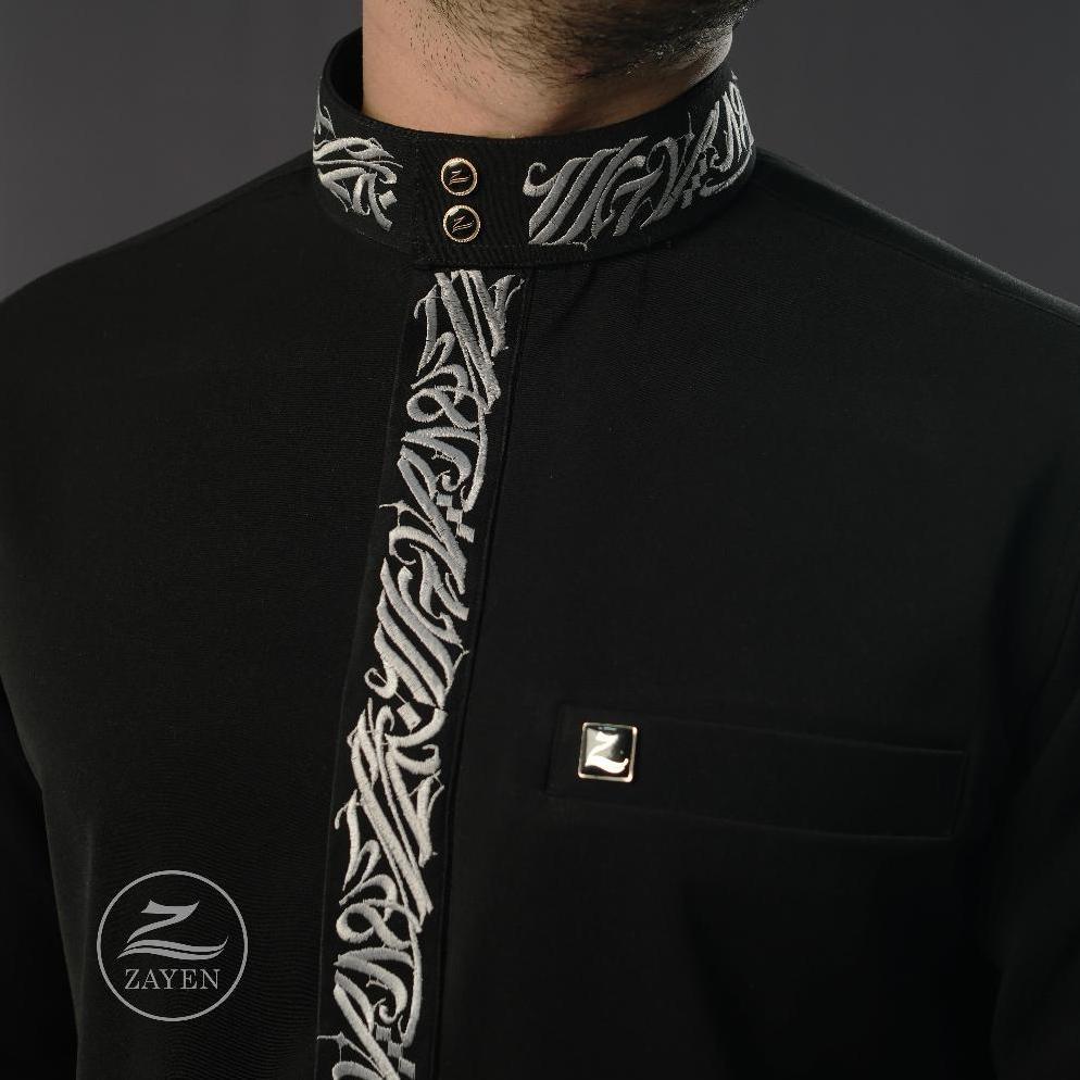 TERMURAH Jubah Slimfit pria Gamis Pria bordir Slimfit jubah zayen hitam  jubah pria muslim jubba mod