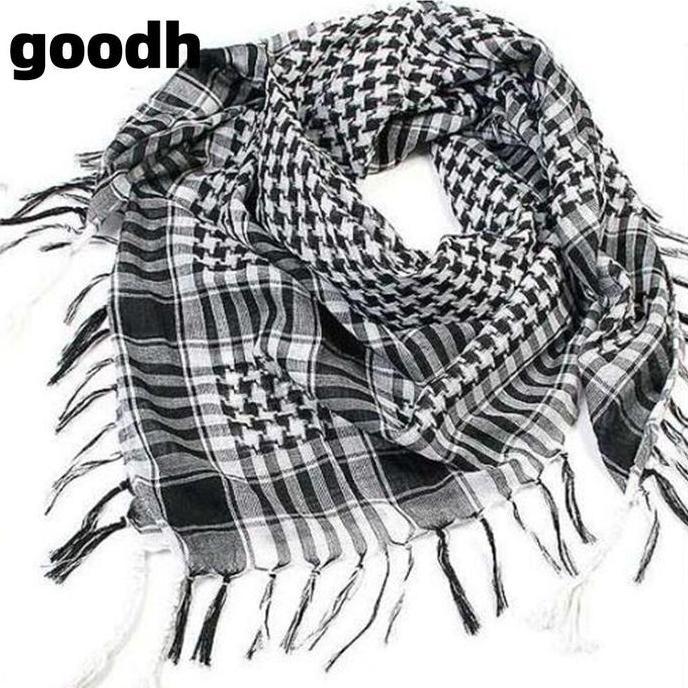 Syal Tahan Angin Militer Pria Wanita Hijab Muslim Shemagh Selendang Taktis Keffiyeh Arab Katun Fashi