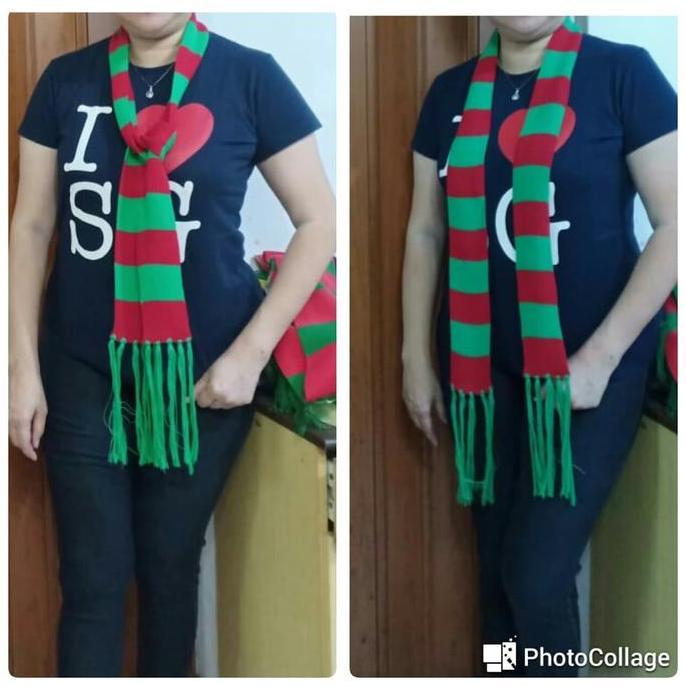 syall syal scarf shawl Rajut Natal merah hijau grosir Termurah