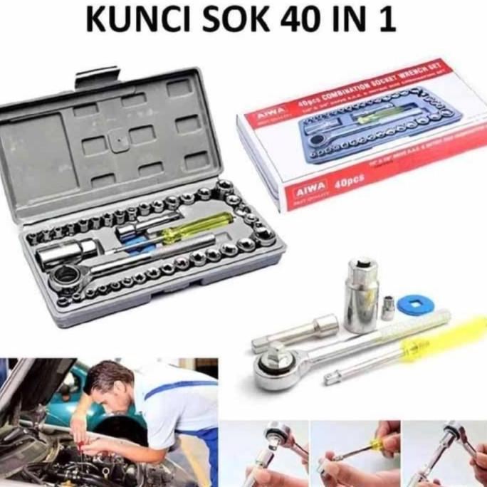 Promo KUNCI SOK SET AIWA 40 PCS COMBINATION SOCKET WRENCH Mirip TEKIRO VPR Diskon