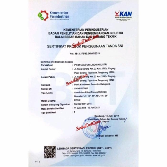 Velg Rossi Rossy Wm 120 140 160 185 215 250 Ring 17 Black Silver Blue Red Gold Purple Ungu Dof Doff 