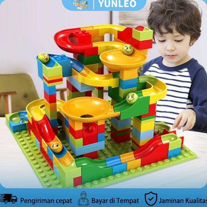 MEYDANDANI - YUNLEOTOYS MARBLE RACE RUN 168PCS BULDING BLOCKS  PLASTIK  BALOK SUSUN TRACK SLIDE BALL
