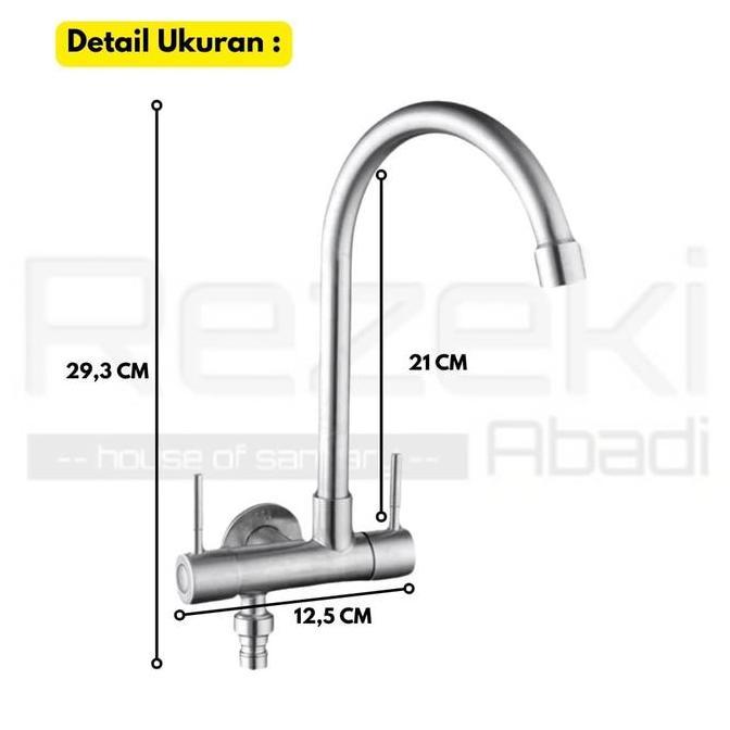 Vivatamanul5 - Kran Angsa Cabang 2 Sus304 Kran Cuci Piring Kran Filter Air Pipa Fleksibel