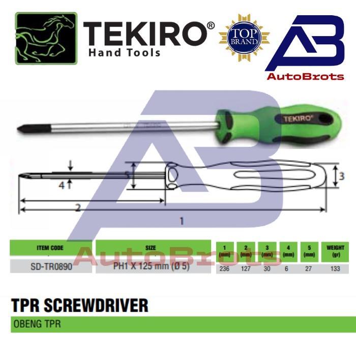 Tekiro Obeng Tpr (+) #Ph1 5 X 125Mm Gagang Karet / Screwdriver Plus