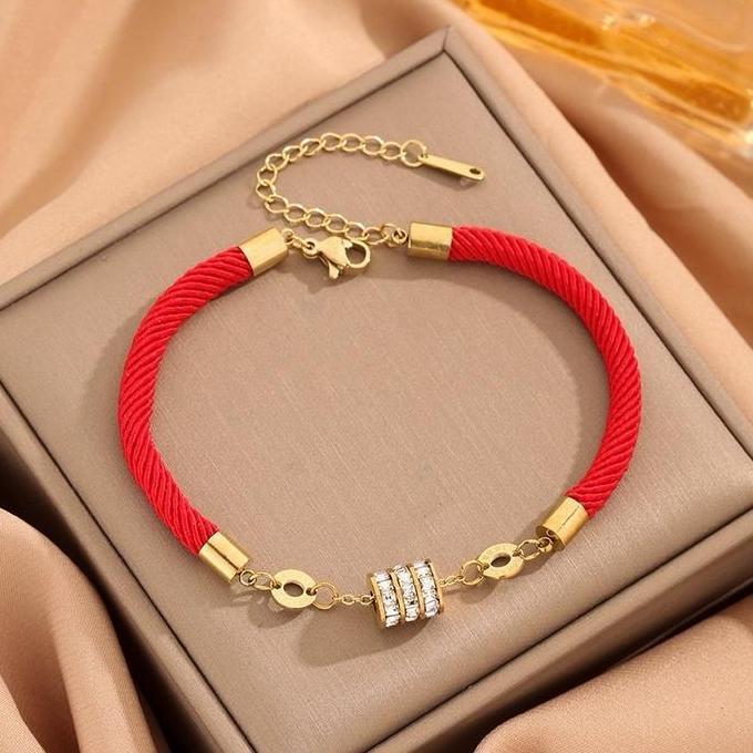 Gelang Tangan Titanium Roll Mata Kombinasi Tali Merah