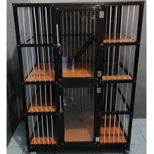 -HSR- FREE ONGKIR  KANDANG KUCING ALUMUNIUM 2 KAMAR UKURAN 90x60x120