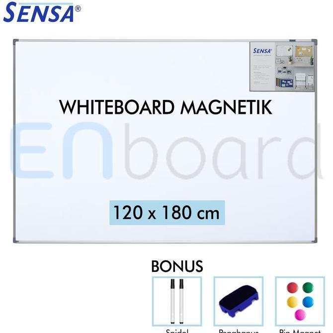 Papan Tulis Whiteboard Gantung Magnet Single Face Sensa 120 x 180 cm