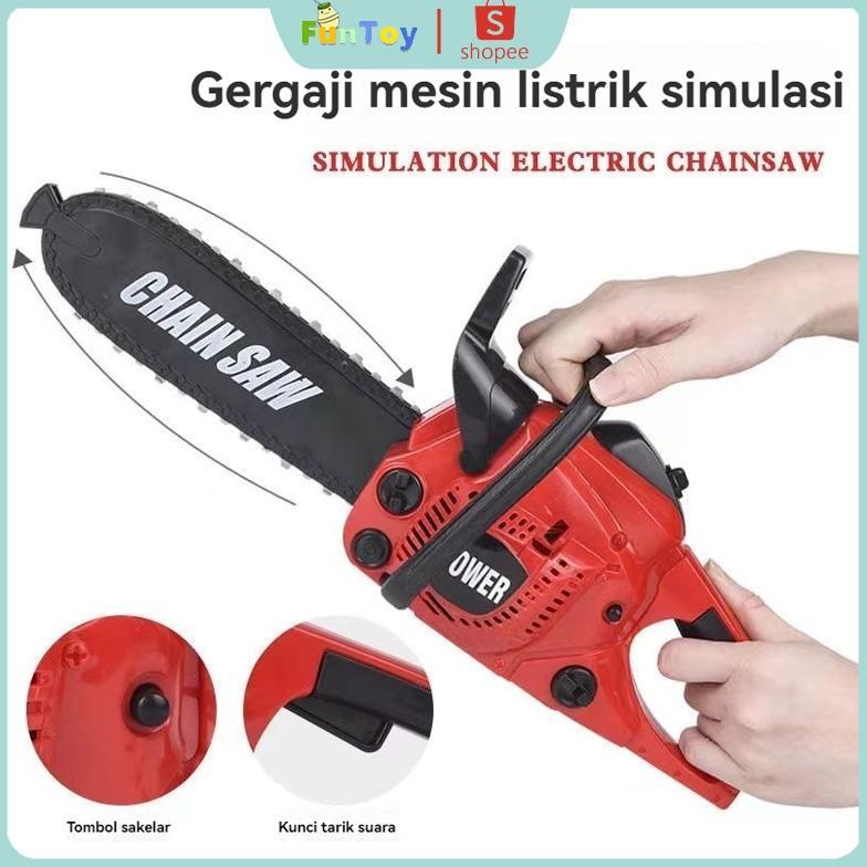 [DAS] FUNTOY Mainan Chainsaw Elektrik Anak Mainan Simulasi Mesin Gergaji Elektrik Untuk Anak Laki