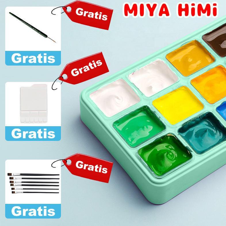 [DAS] Miya Himi Set Cat Akrilik 24 Warna 30ML Watercolor Cat Air Alat Lukis Seni Termasuk Kuas Palet