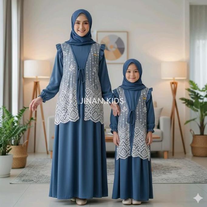 JINAN.KIDS - GAMIS BROKAT ZAHIRA - DRES IBU & ANAK KOMBINASI - BAJU GAMIS TRENDY MIX BROKAT