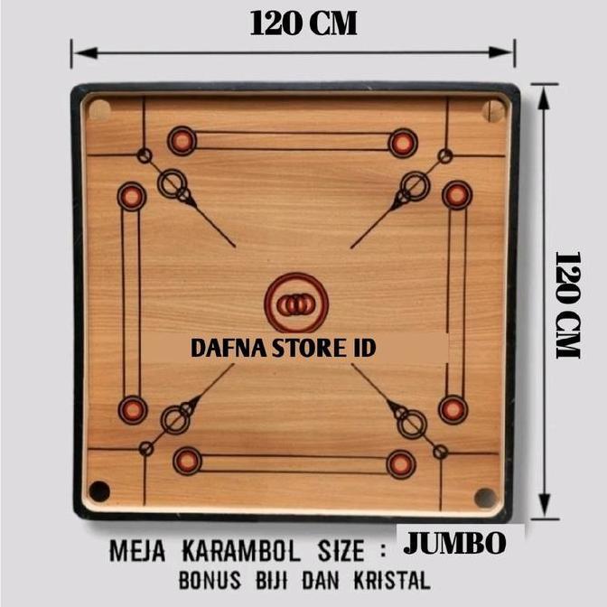 Promo MEJA KARAMBOL/PAPAN KARAMBOL UKURAN JUMBO 120 X 120 CM GRATIS BIJI DAN KRISTAL KARAMBOL Pendid