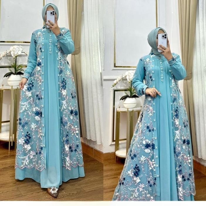 CUCI GUDANG Gamis Pesta Mewah Elegan Misela Drses BO Size M L XL XXL XXXL LD 100-130 CM PB 140 CM Ba