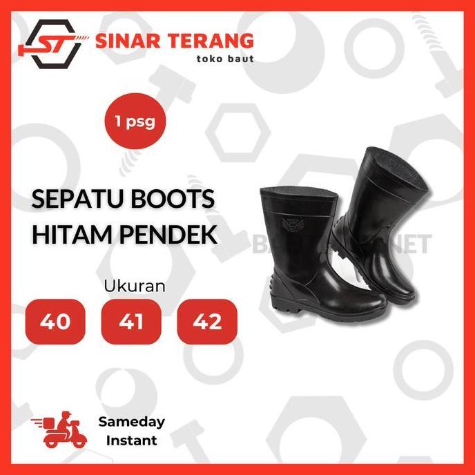 Aman- Sepatu Boot Karet Hitam Safety Pendek