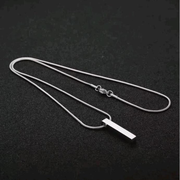 DV295 - Kalung Titanium pria liontin Balok Stainless Steel titanium liontin balok keren pria wanita