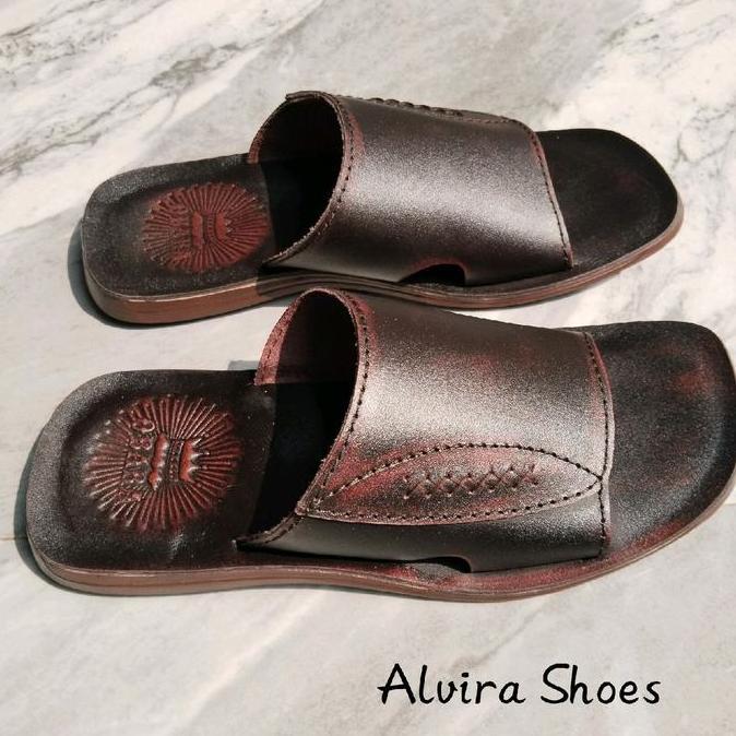 DE74 >> Big size ukuran besar 44,45,45 Sandal pria kulit sapi asli Sandal Casual pria Kulit sapi San