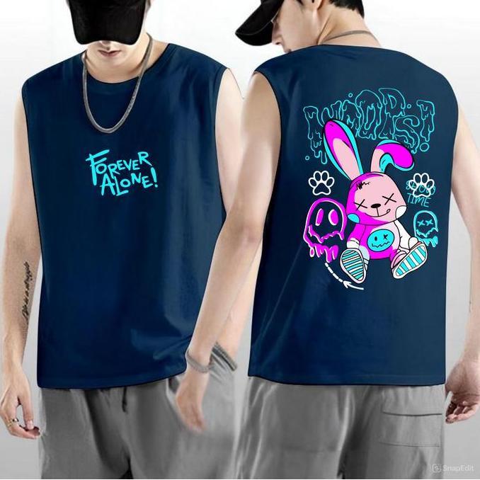 DE105 - Baju Kaos Singlet Pria Dewasa RABIT FOREVER  Gym Santai Trendy | Size M,L,XL,XXL / Kaos Tank