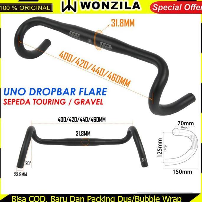 UNO FL12 Dropbar Flare Stang Sepeda Gravel Touring Roadbike Alloy