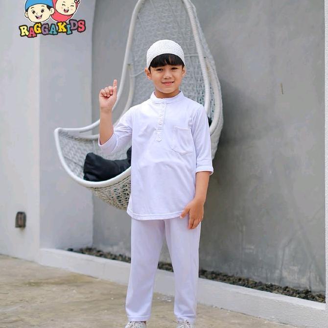Koko anak putih set celana Raggakids | Baju Koko kurta anak set celana Raggakids