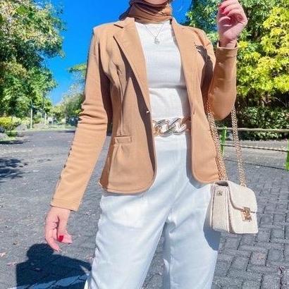 Lansungkirim- Chloebeautyshop - Blazer Wanita Side Pocket - Blazer Wanita Kekinian Polos Formal Atas