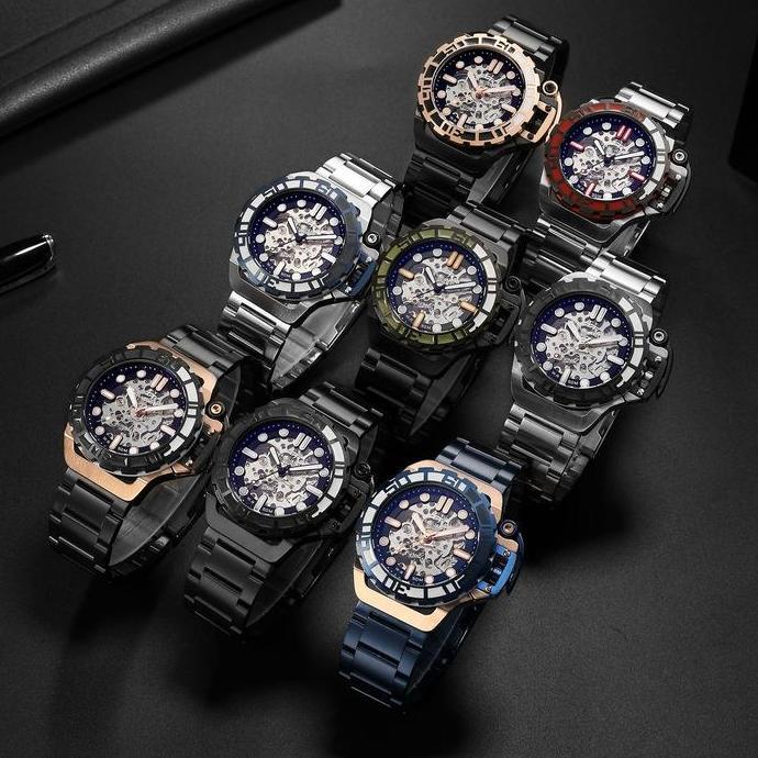 Evans Jayden Jam Tangan Pria 9630 Rantai Automatic Movement Stainless Steel Kaca Sapphire Chronograp
