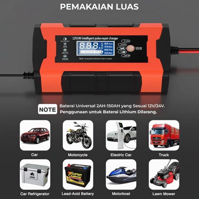 basahimankaluma - cas aki 12v 24v 10a charger aki mobil dan motor - 12v24v