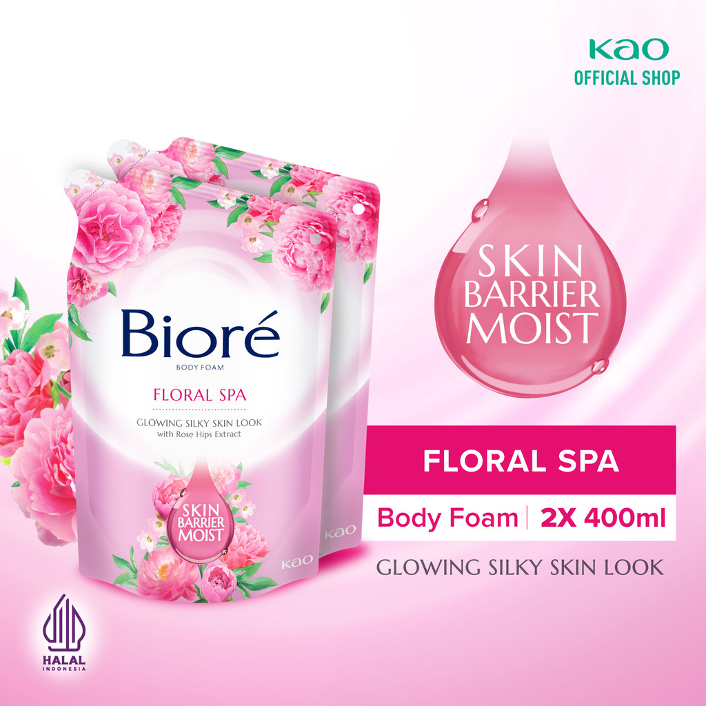 Biore Body Foam Sabun Mandi Cair Floral Spa Pouch 400ml Twinpack