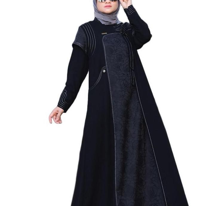 Viral     Gamis Hitam Malena set rompi 2 in1 saudia arabic Muslim Baju Cantik Panjang Dress - gold L