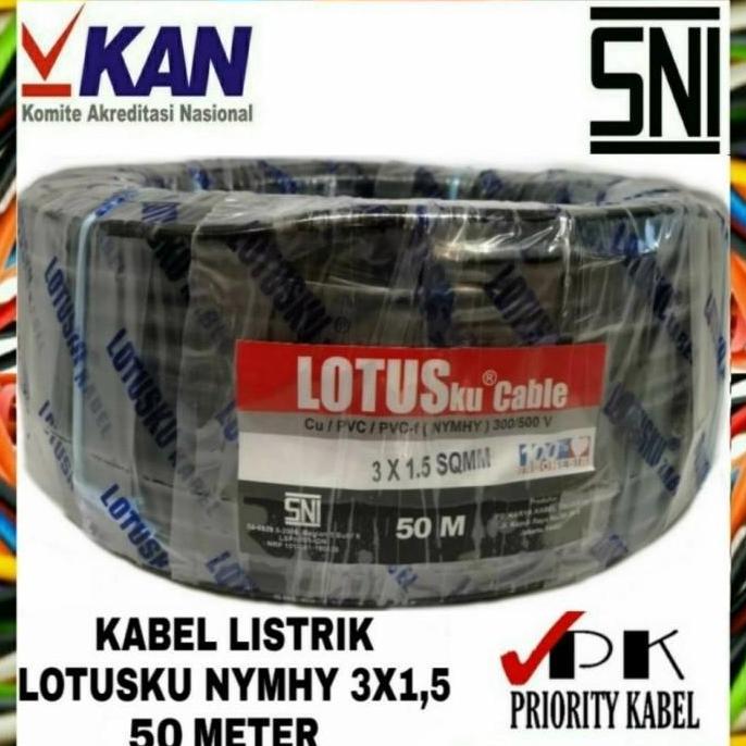 Panelfiks- Kabel Listrik Serabut Lotusku Nymhy 3X1,5 3X1.5 50 Meter (50M) Lotus
