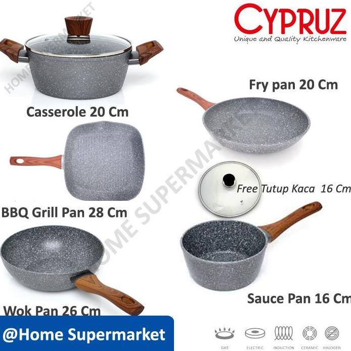 Panci Set Wajan Anti Lengket Marble Keramik Kuali Induksi Gas Arisan