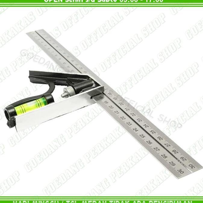 Penggaris Siku Meter Wateass Besi Sudut 12 Inch / Siku Tukang Wateas / Mistar 30Cm