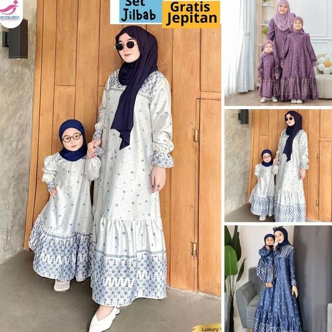 Kirimya- Gamis Couple Lebaran 2026 Model Gamis Terbaru Zaheera / Baju Couple Ibu Anak Perempuan Zali