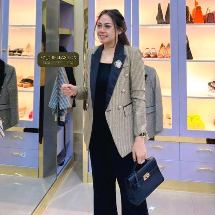 Lansungkirim- B181-Mydhieefashion7 Blazer Kotak Kancing Besar Banyak
