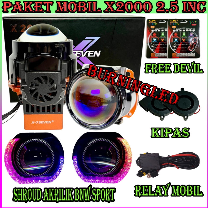 X-7SEVEN - COMBO PAKET HEMAT MOBIL BILED X2000 2,5 INC 60 WATT BILED X7SEVEN SET MOBIL BILED BUNDLIN