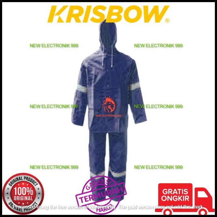 DISKON KRISBOW RAINSUIT W/HOOD PVC BLUE NAVY M 10581932 