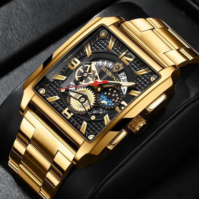 BINBOND C25 Jam Tangan Pria 100% Original Petak Terbaru aesthetic Bisnis Tanggal Otomatis Analog Sta