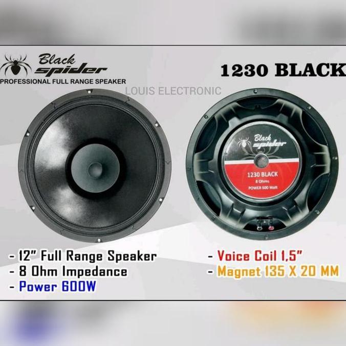 Speaker Woofer Black Spider 1230 Black 12 Inch ORI Full Range 600 Watt