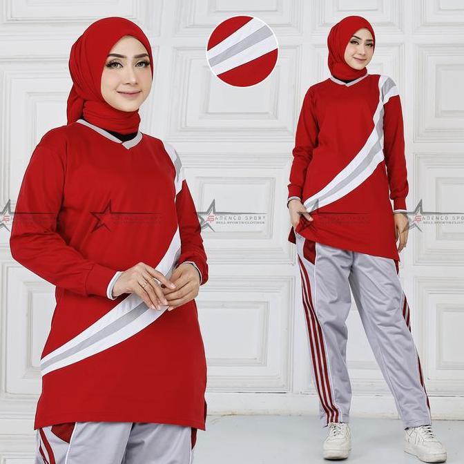 Setelan Baju Olahraga Senam Model Tunic Sport Wanita / Seragam Stelan Kaos Training olahraga Senam M